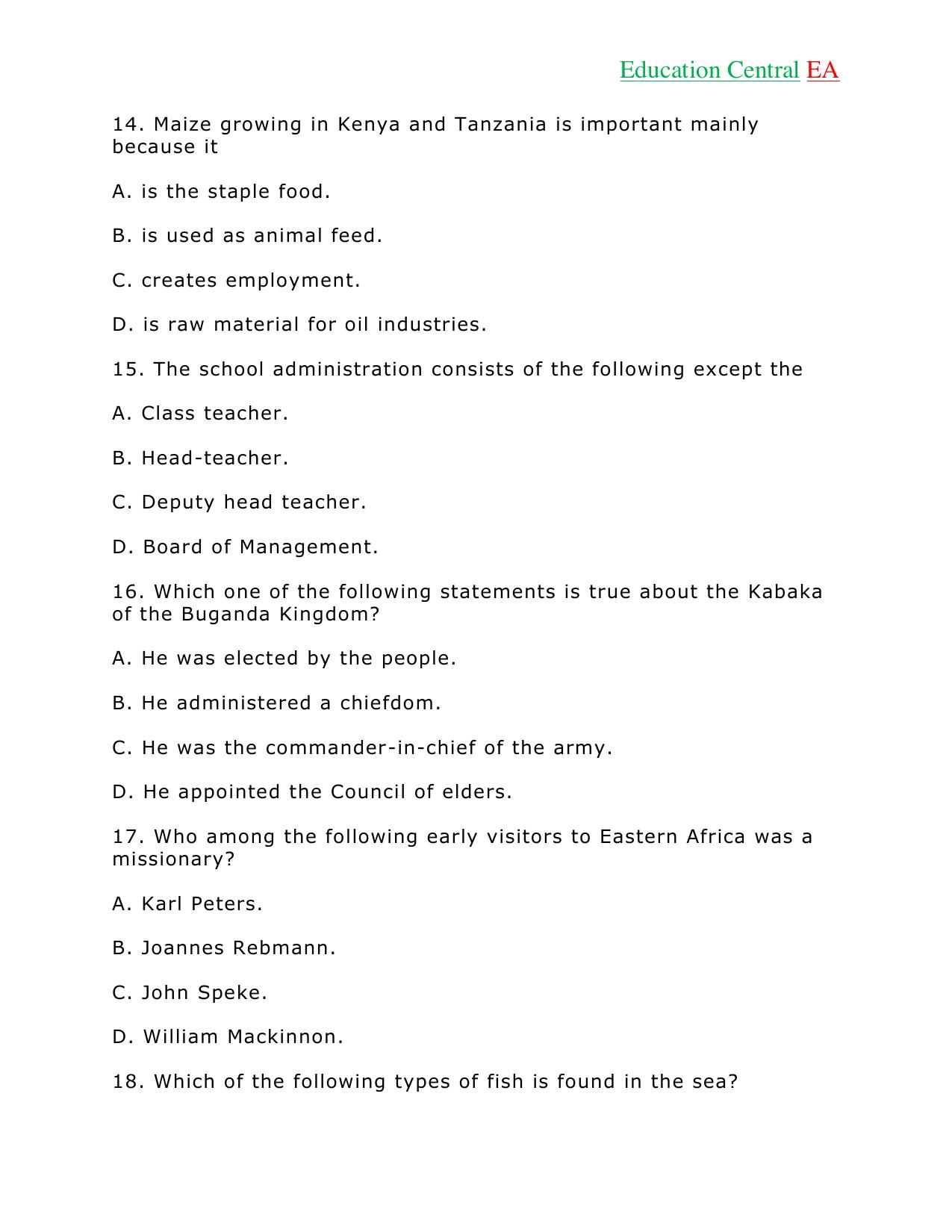 Social Studies KCPE (2018) — page 6 of 26