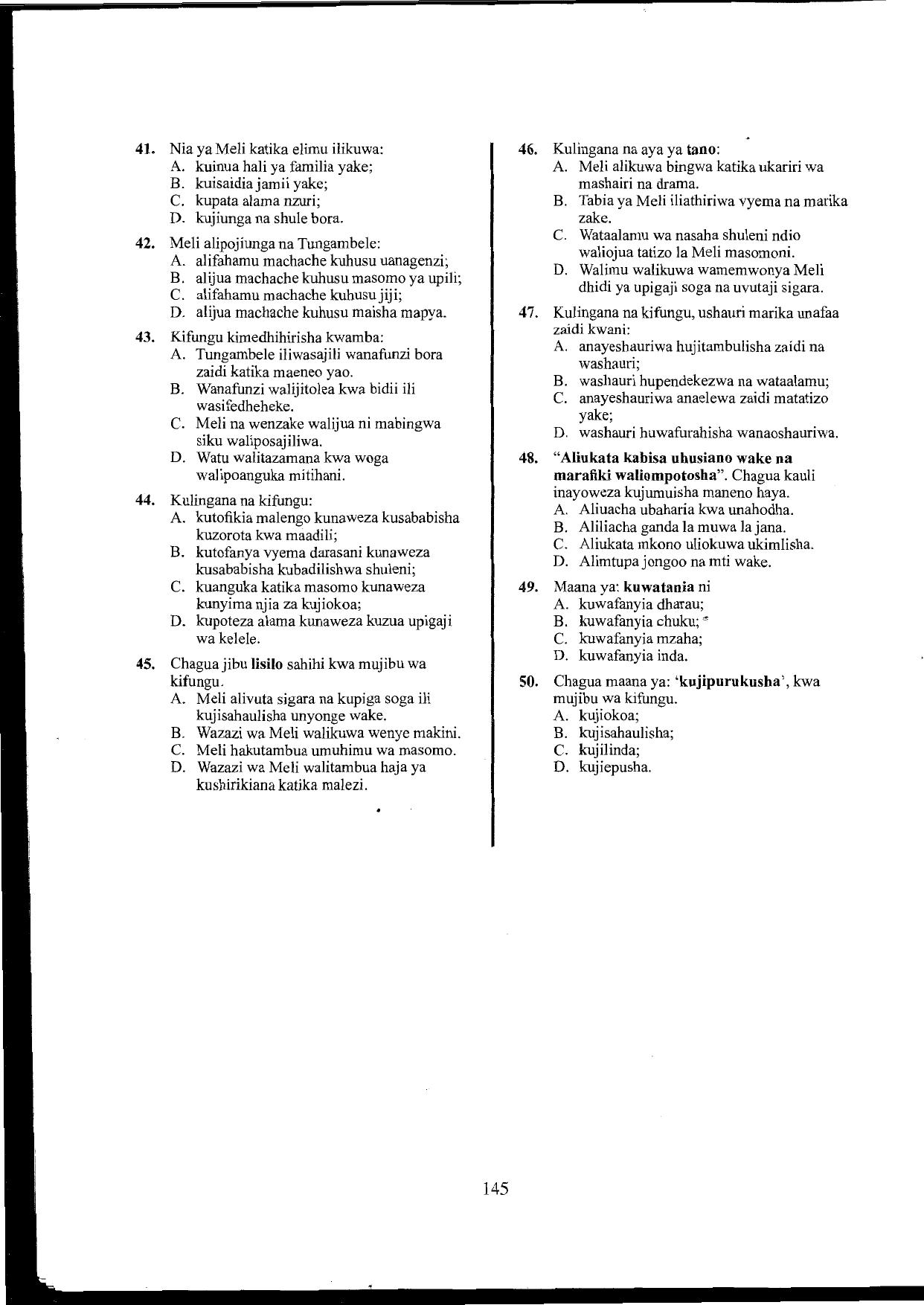 Jinsi Ya Kutumia Karatasi Ya Majibu (2016) — page 7 of 7