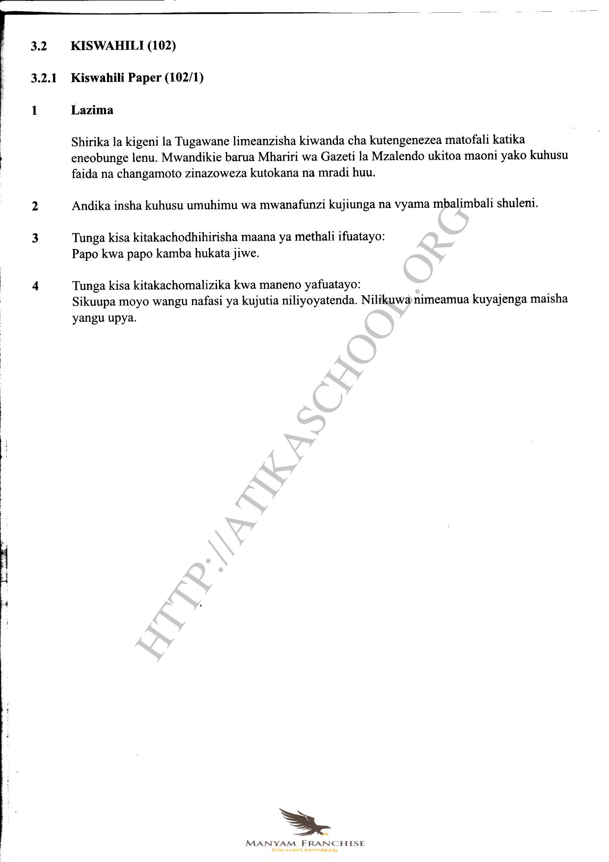 3.2 Kiswahili (102 — page 1 of 1