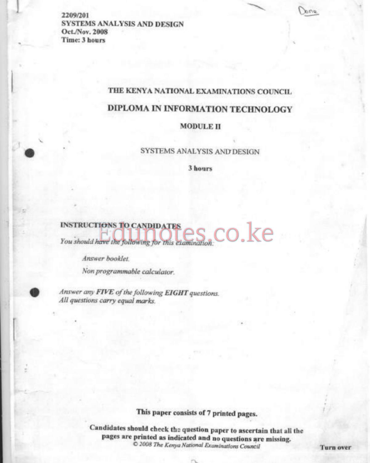 Systems Analysis and Design (2008) — page 1 of 7