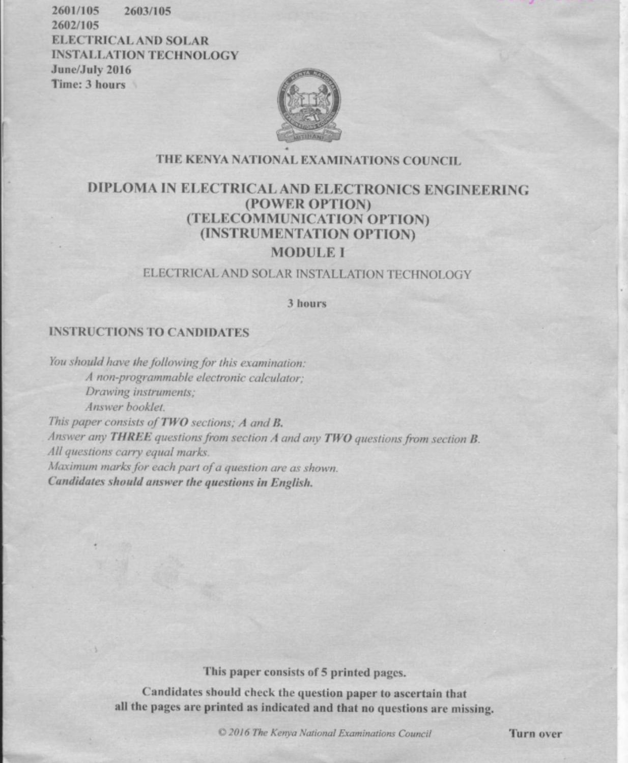 Electrical and Solar Installation Technology (2016) — page 1 of 5