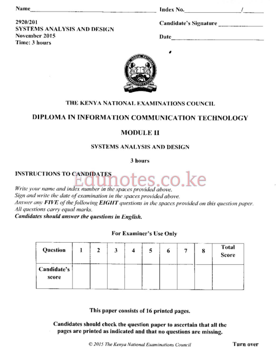 Systems Analysis and Design (2015) — page 1 of 14