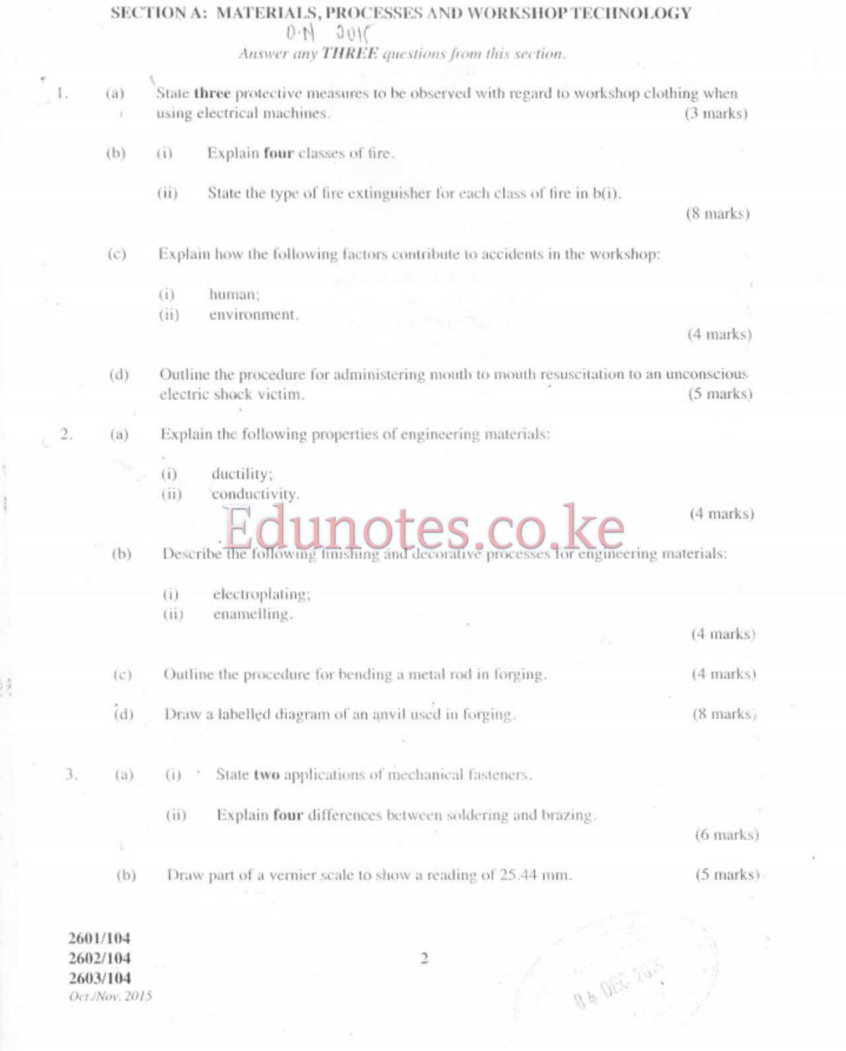 Engineering Drawing, Materials, Processes and Workshop Technology (2015) — page 2 of 7