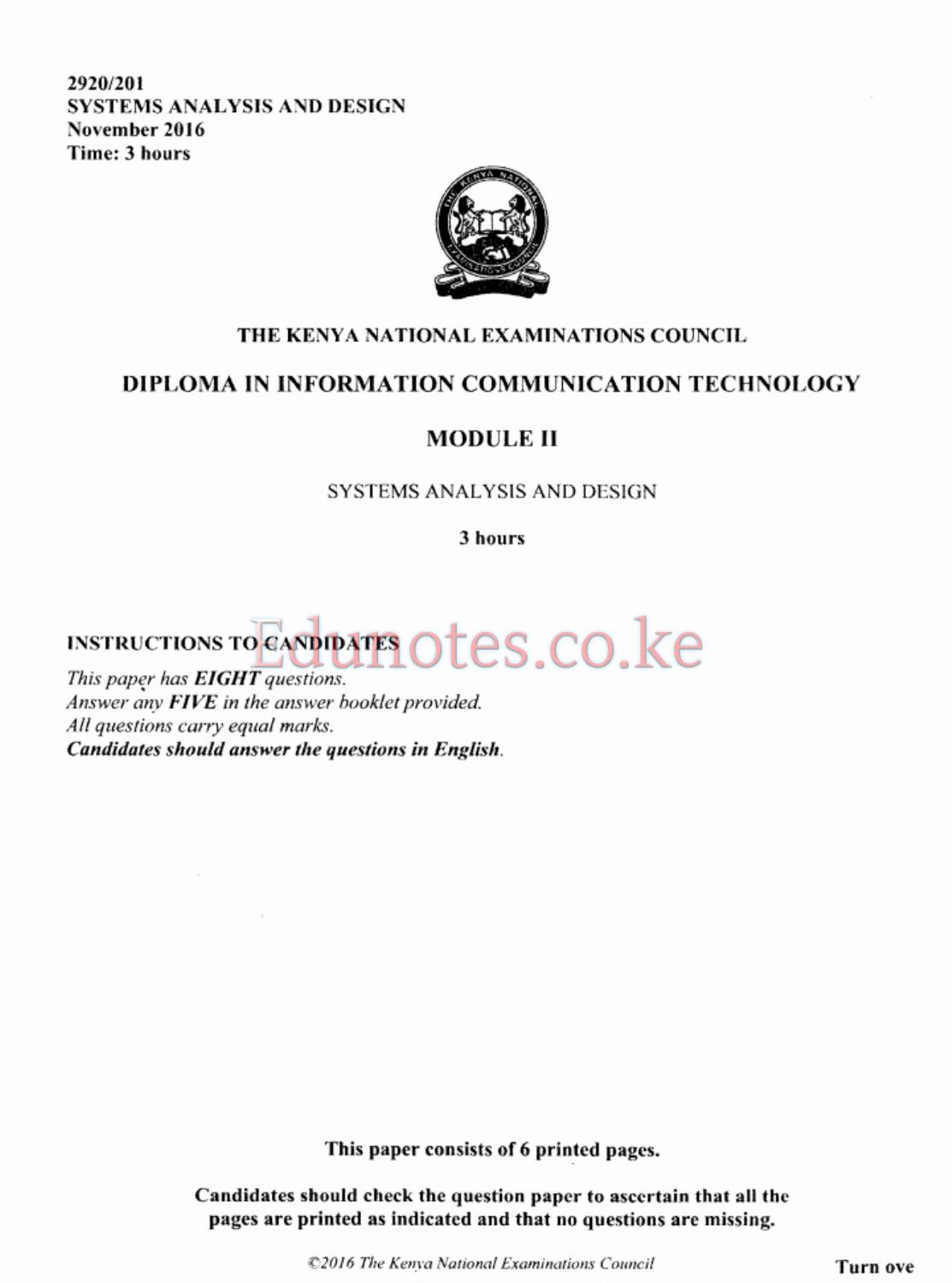 Systems Analysis and Design (2016) — page 1 of 6