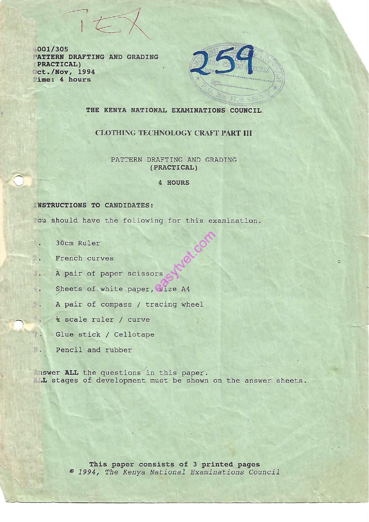 Pattern Drafting and Grading (1994) — page 1 of 2