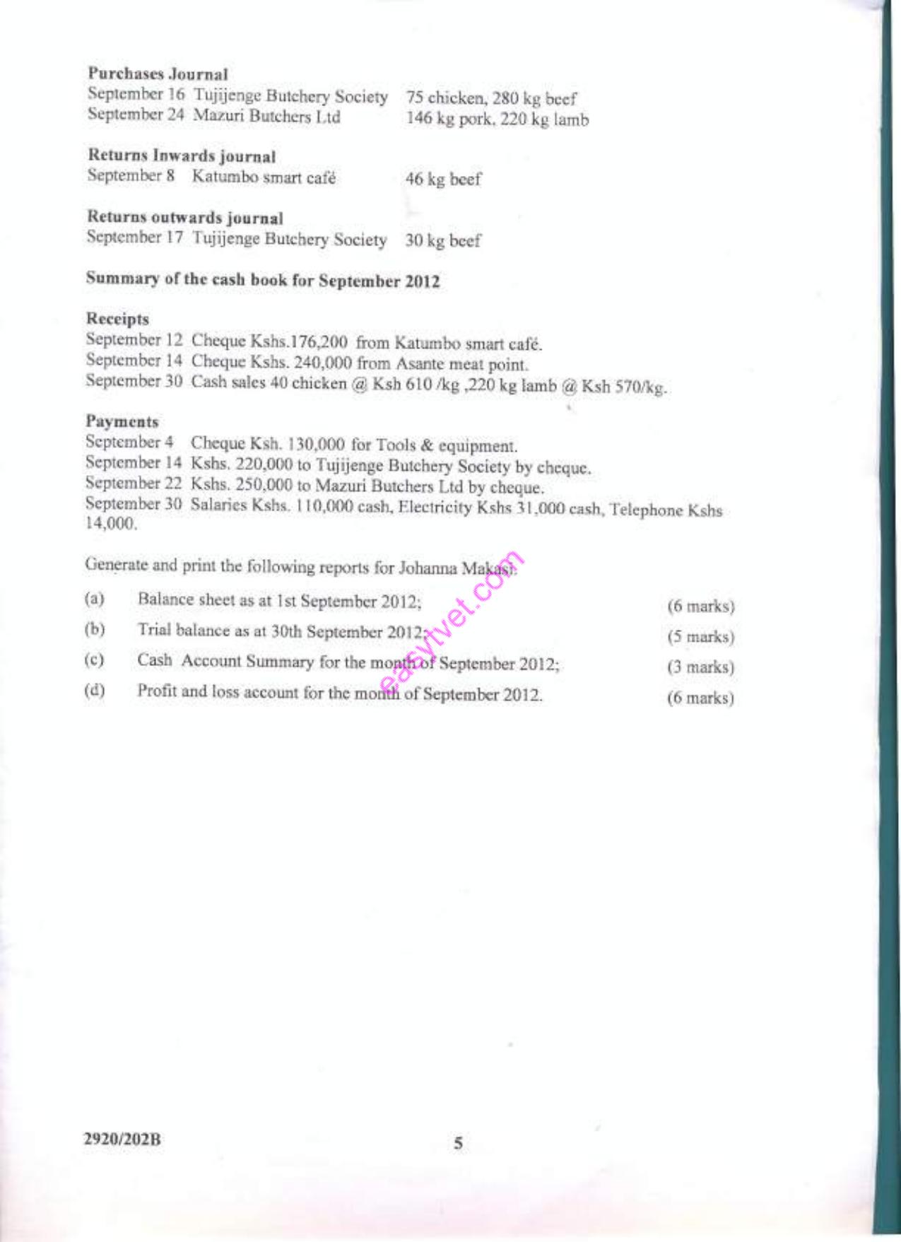 Computer Application Ii (2012) — page 5 of 5