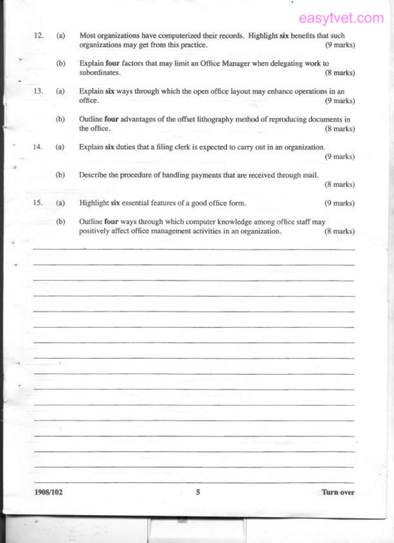 Office Administration and Management (2012) — page 5 of 5