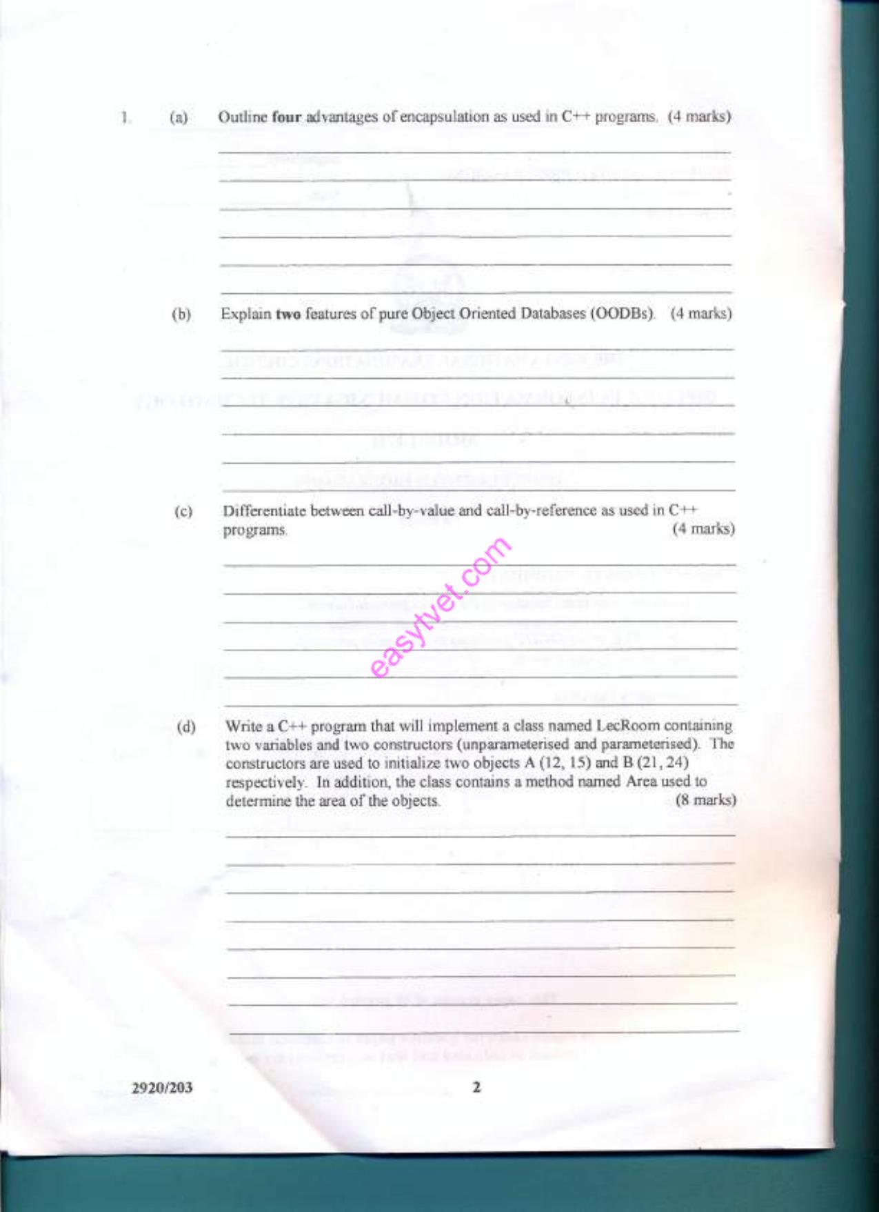 Object Oriented Programming (2012) — page 2 of 15