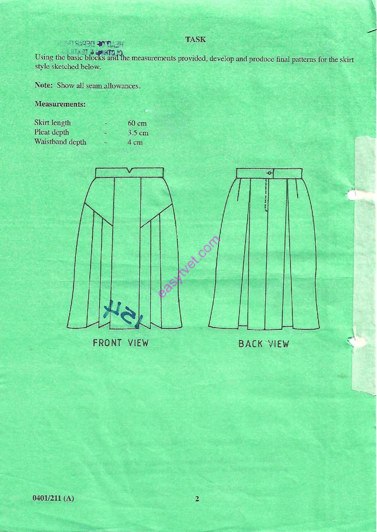 Pattern Drafting Practical (2014) — page 2 of 2