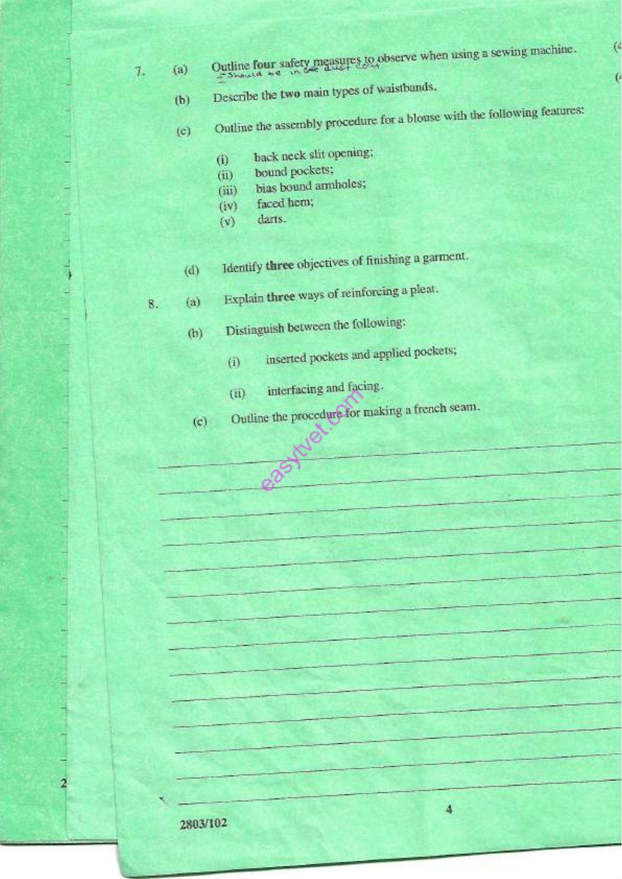 Textile Science 1 and Clothing Construction Theory — page 4 of 4