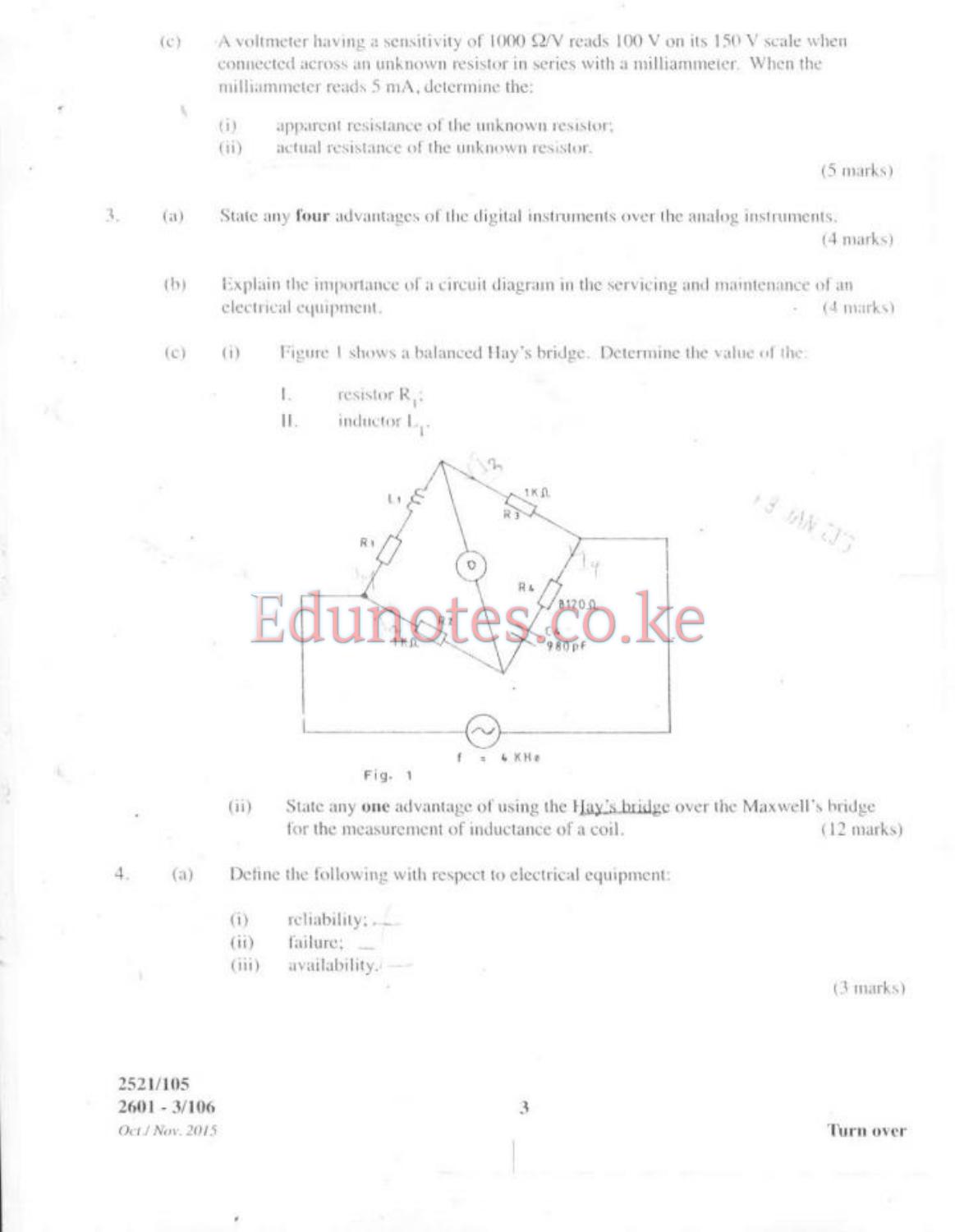 Electrical Measurements and Analogue Electronics (2015) — page 3 of 7