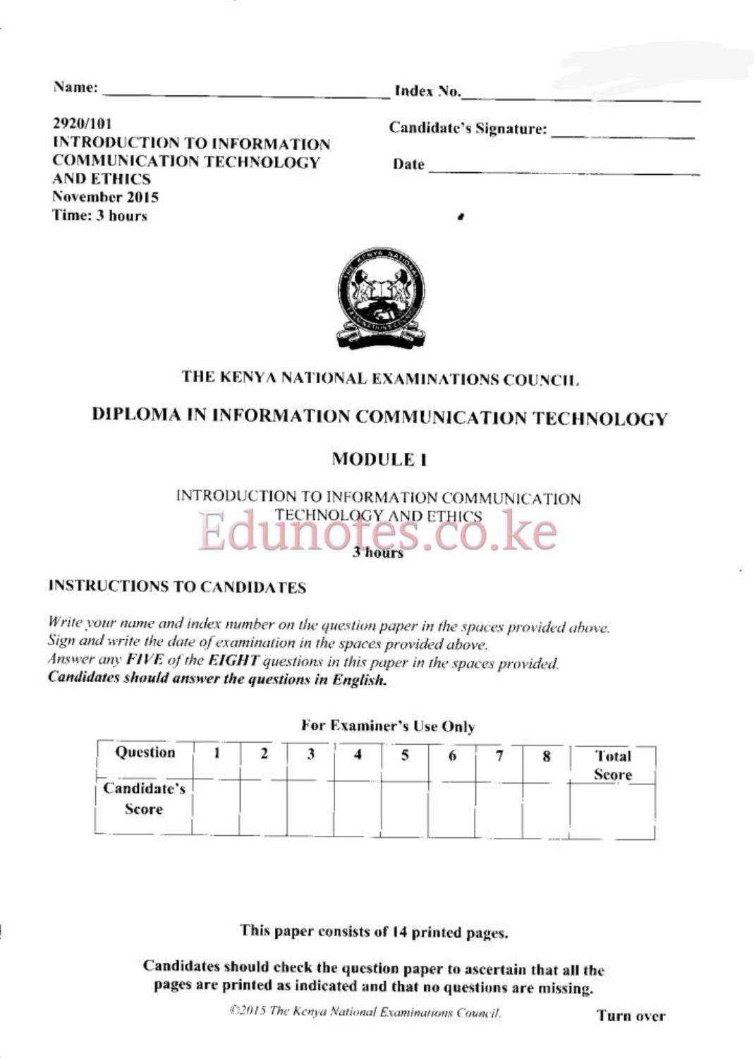 Introduction to Information Communication (2015) — page 1 of 13