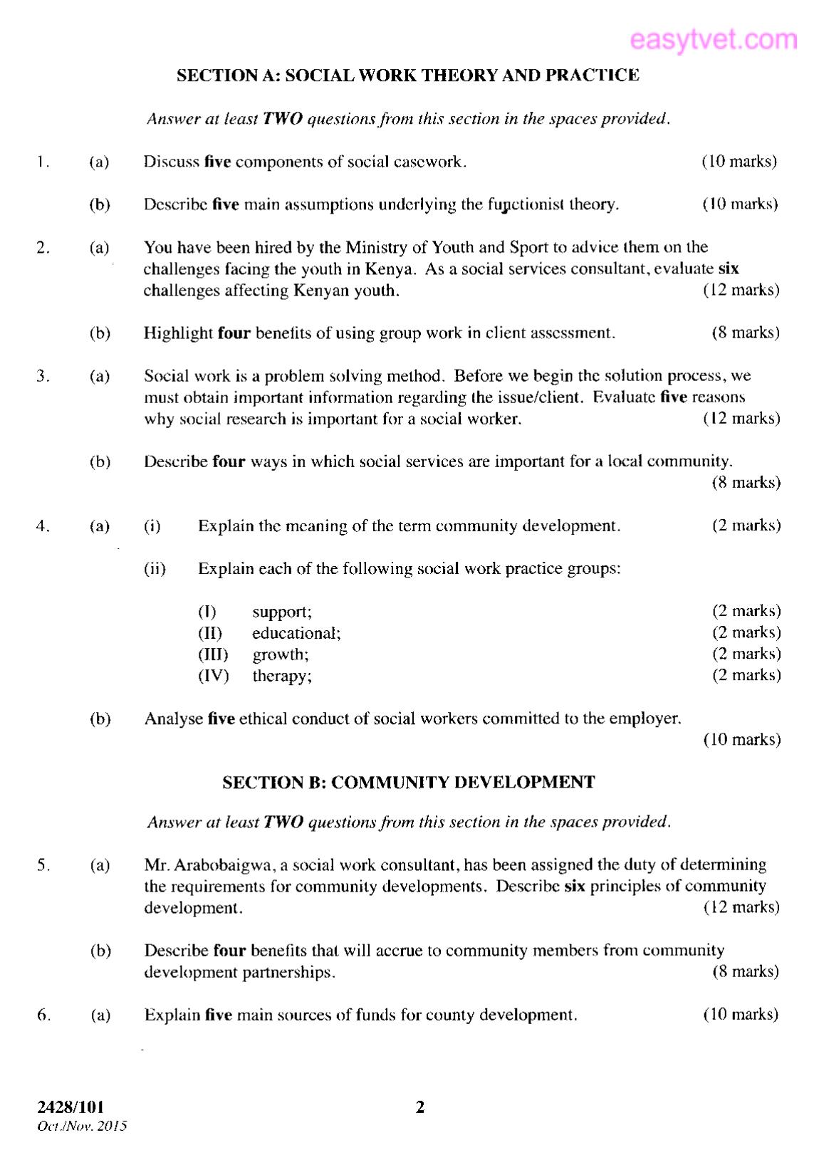 Social Work Thlory, Practice and Community Development (2015) — page 2 of 3