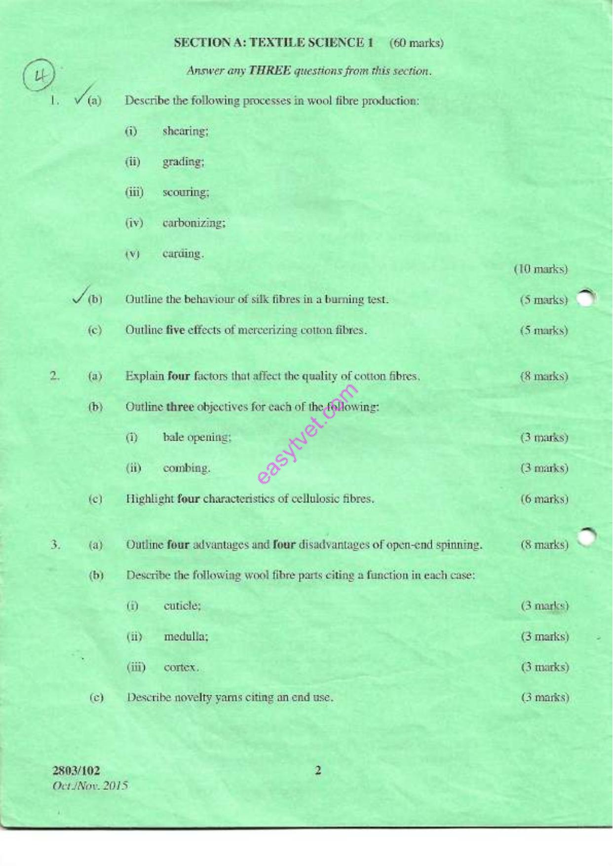 Textile Science I and Clothing Construction I Theqry (2015) — page 2 of 4