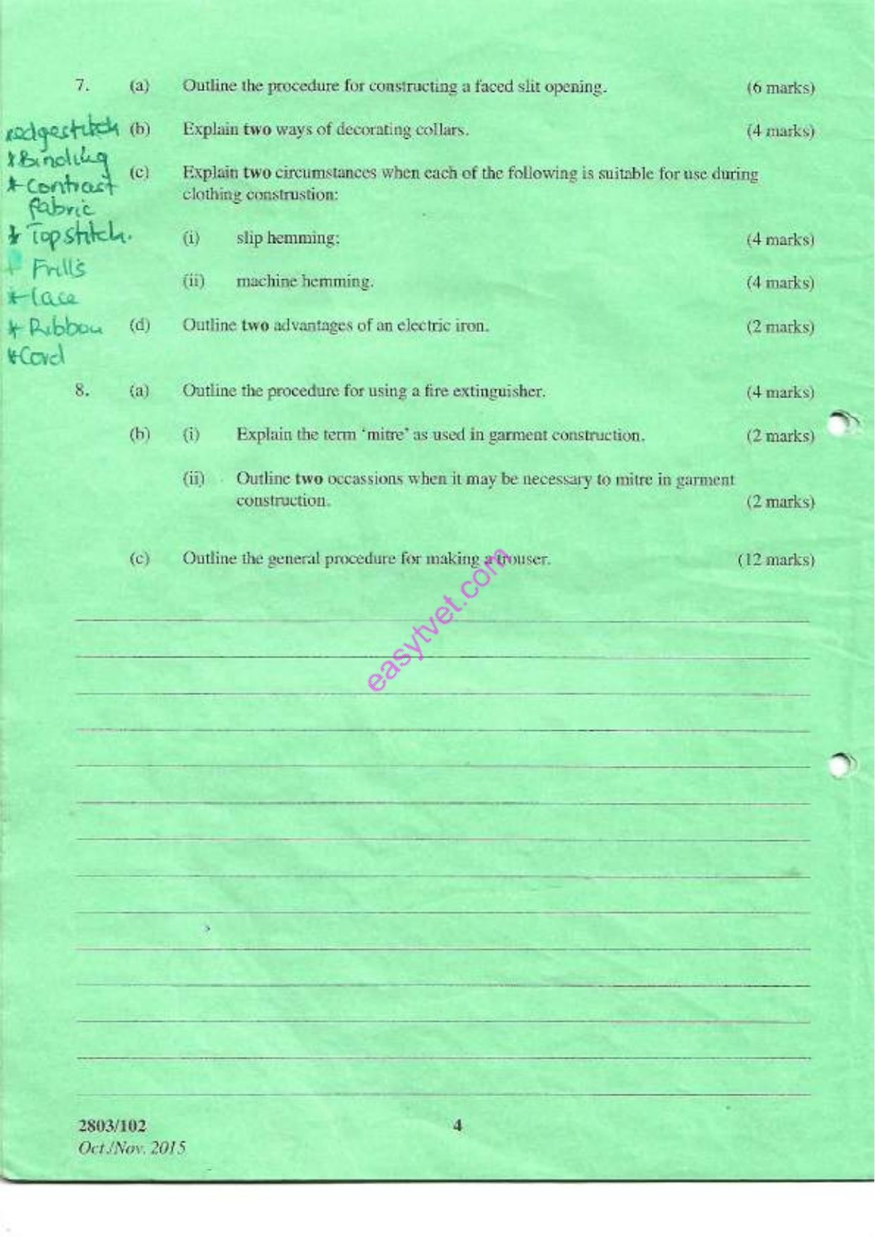 Textile Science I and Clothing Construction I Theqry (2015) — page 4 of 4