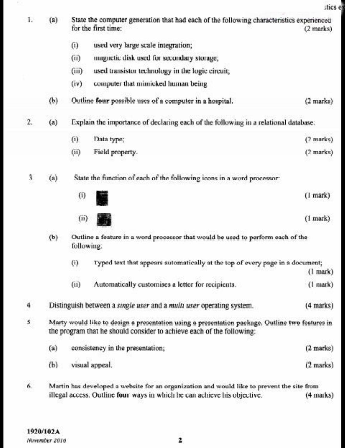 Computer Applications 1 (theory (2016) — page 2 of 3