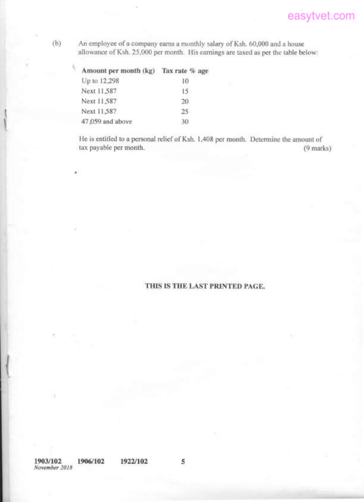 Business Calculations and Statistics (2018) — page 5 of 5