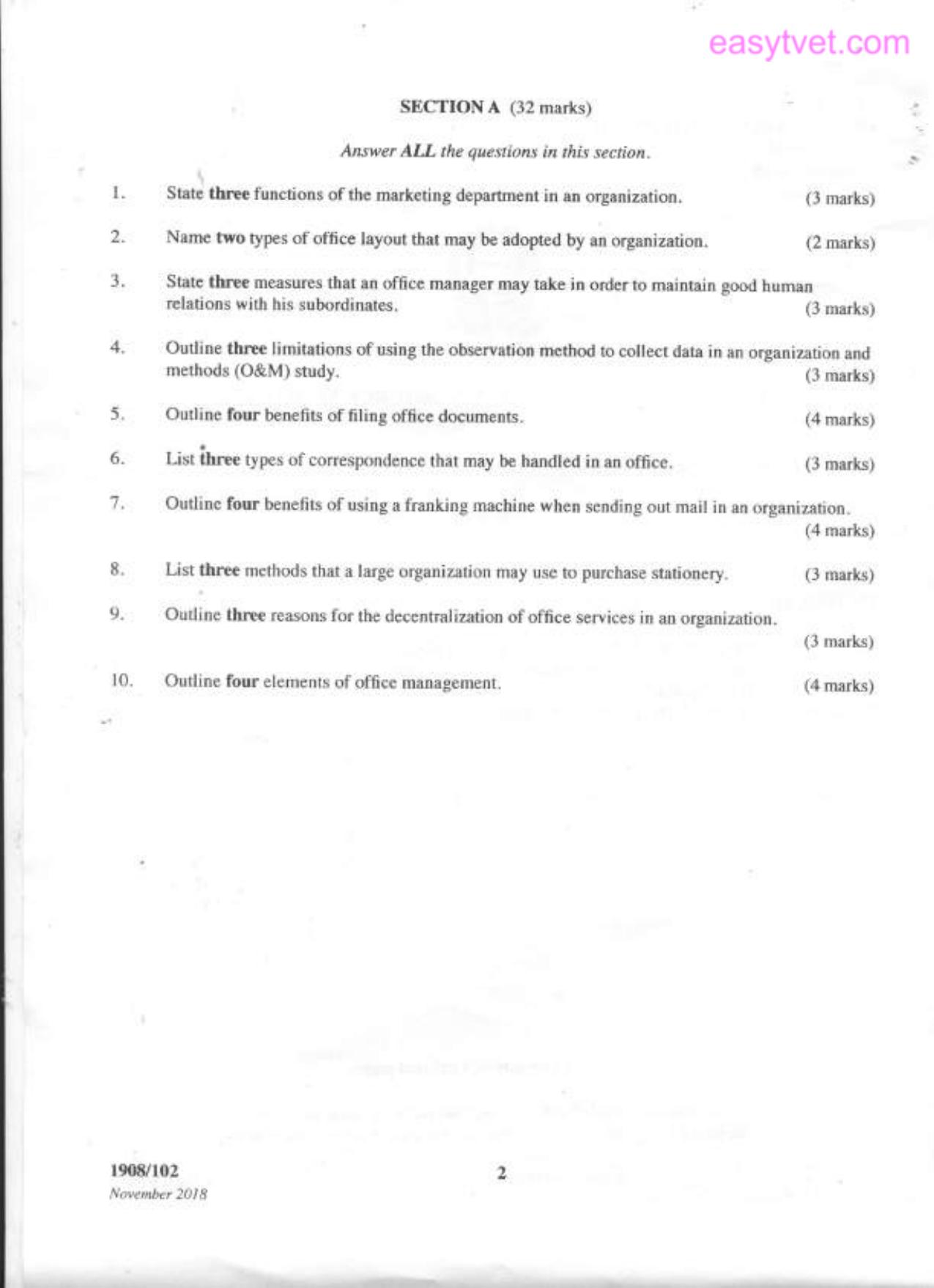 Office Administration and Management (2018) — page 2 of 3