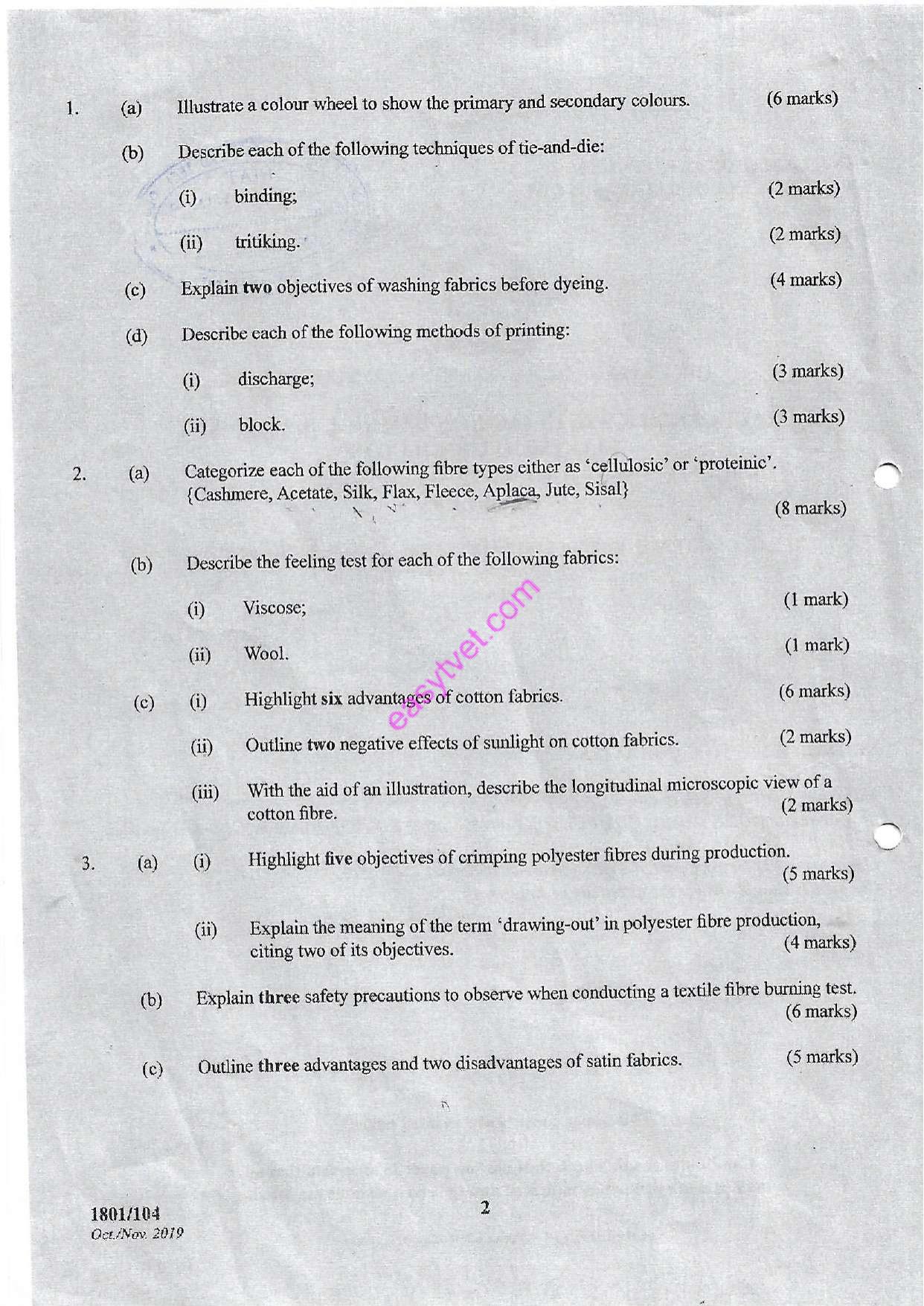 Textile Material Knowledge and Fabric Colouration Theory (2019) — page 2 of 3