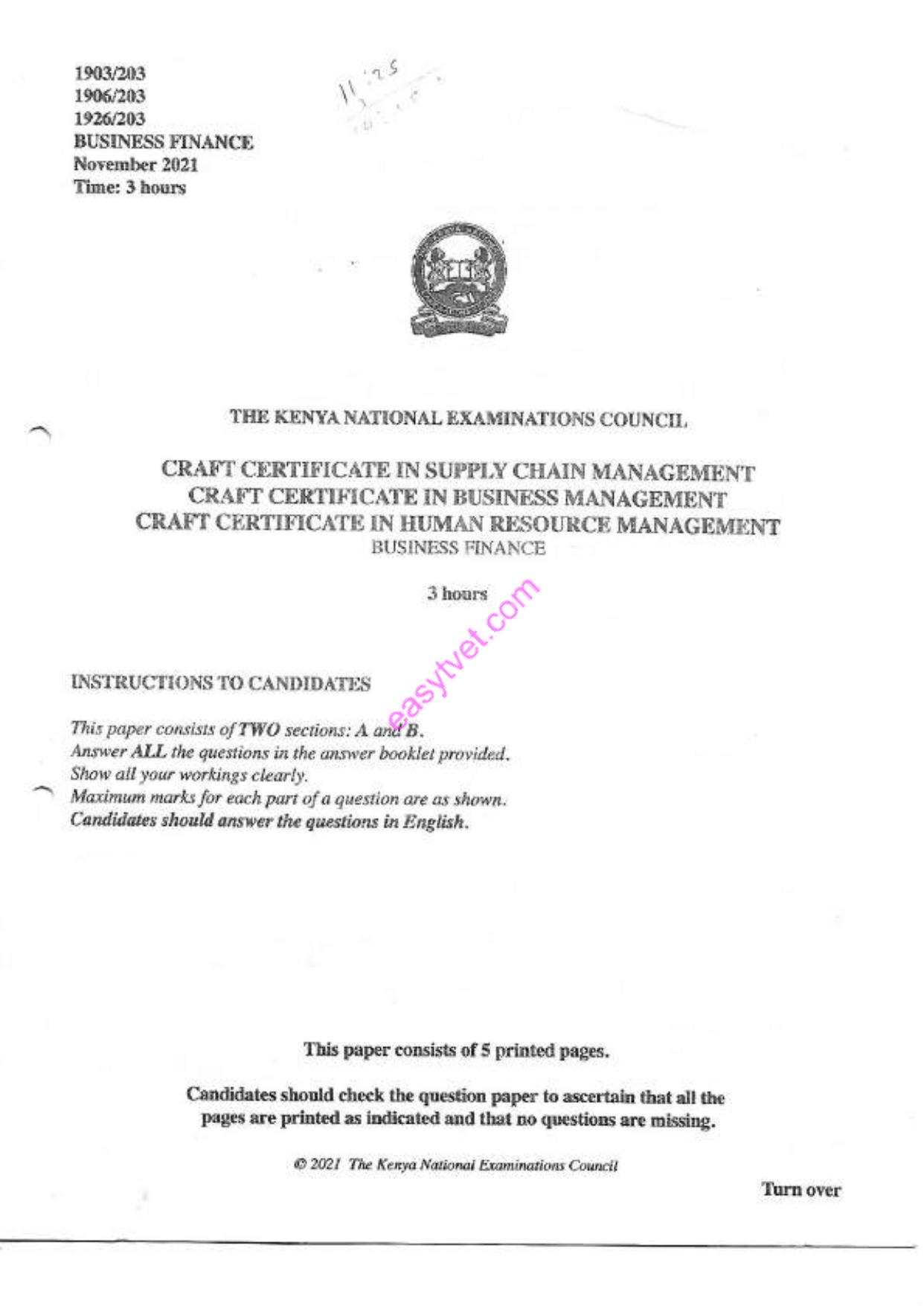 Business Finance (2021) — page 1 of 4
