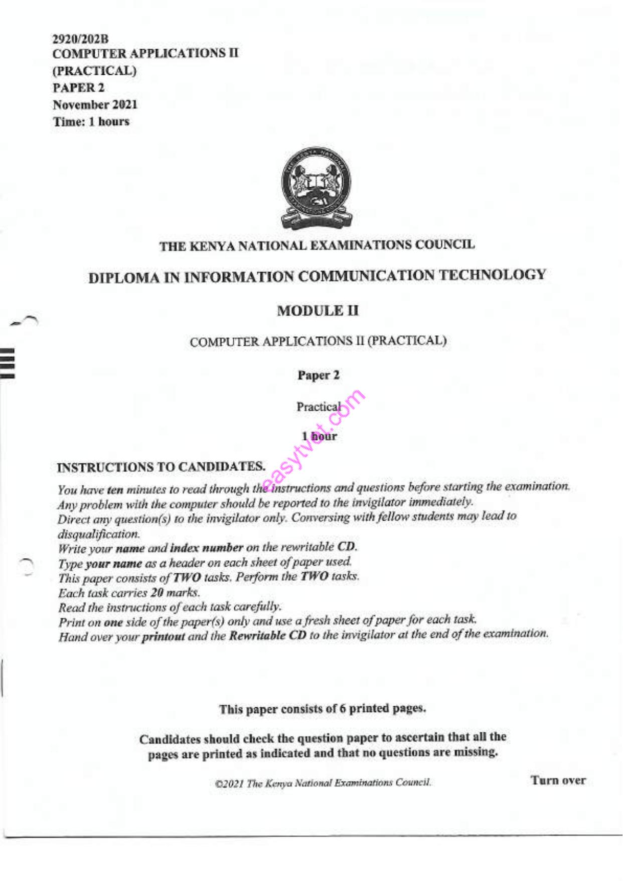 Computer Applications I (2021) — page 1 of 6