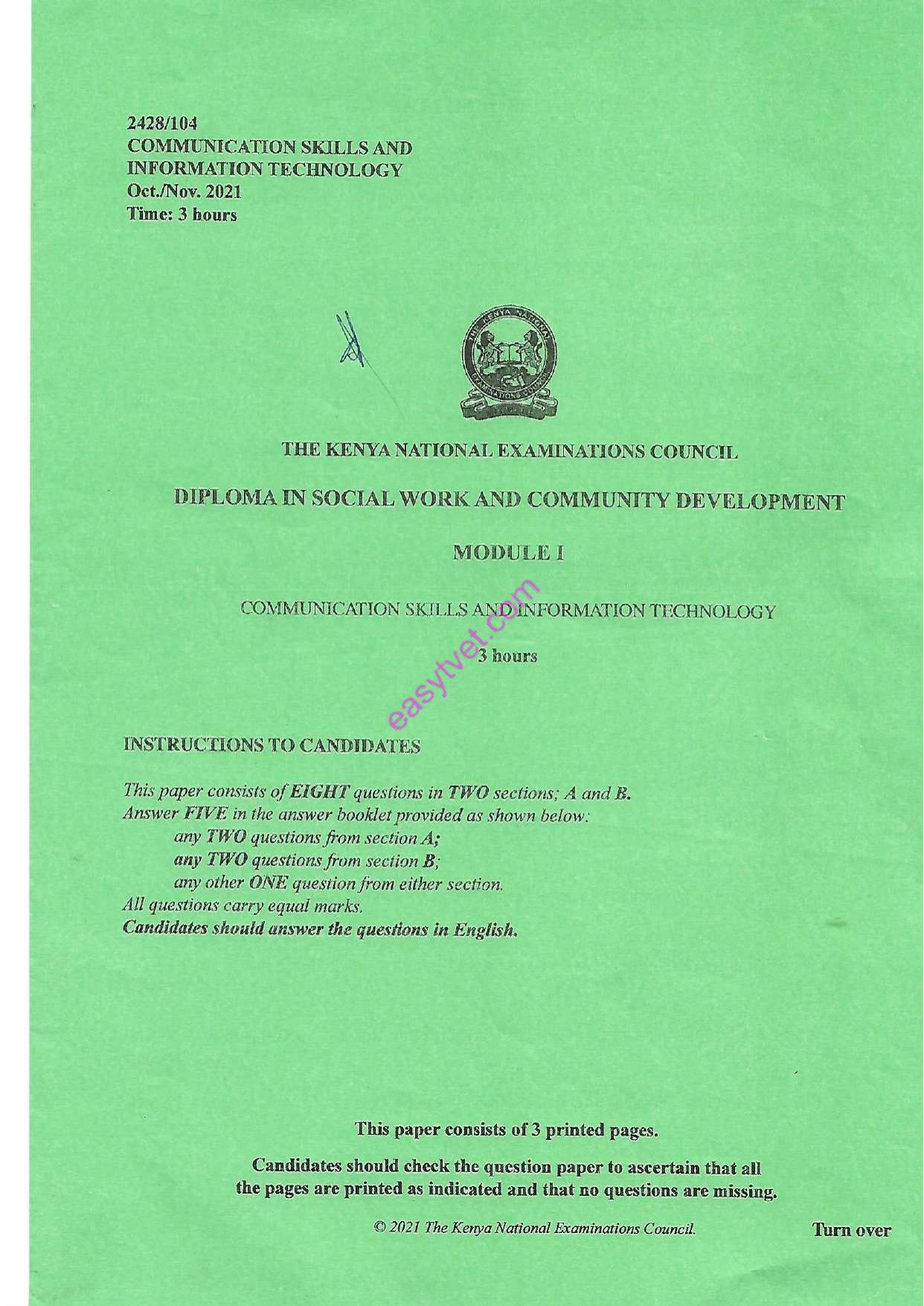 Communication Skil.ls Andanformation Technology (2021) — page 1 of 3