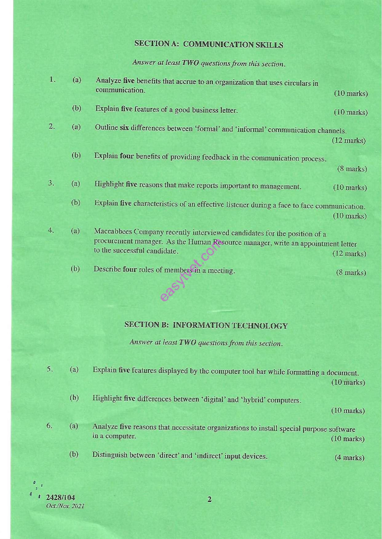 Communication Skil.ls Andanformation Technology (2021) — page 2 of 3