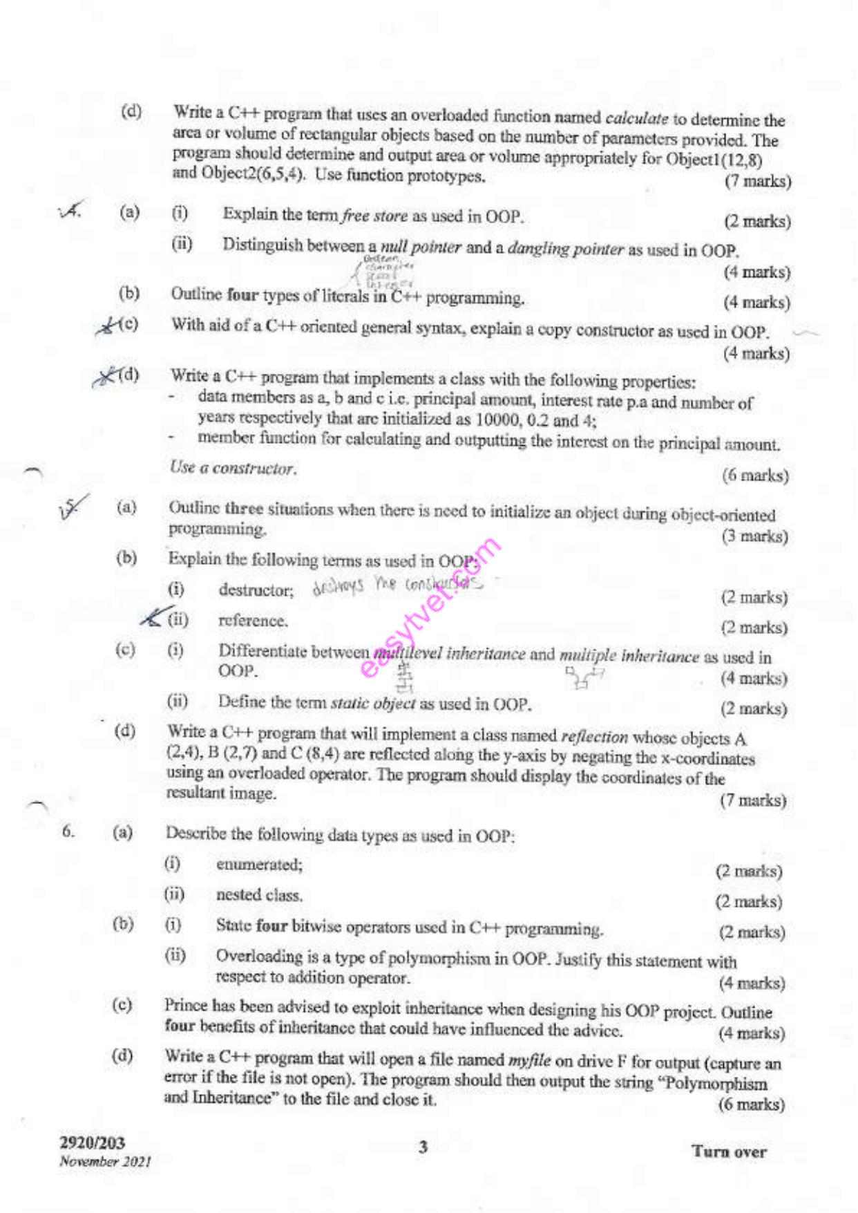 Object Oriented Programming (2021) — page 3 of 4