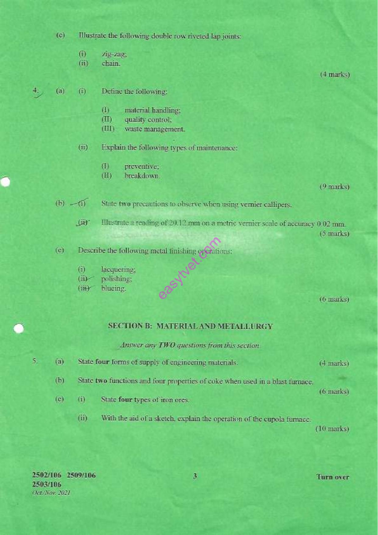 Workshop Technology, Materials and Metallurgy (2021) — page 3 of 4