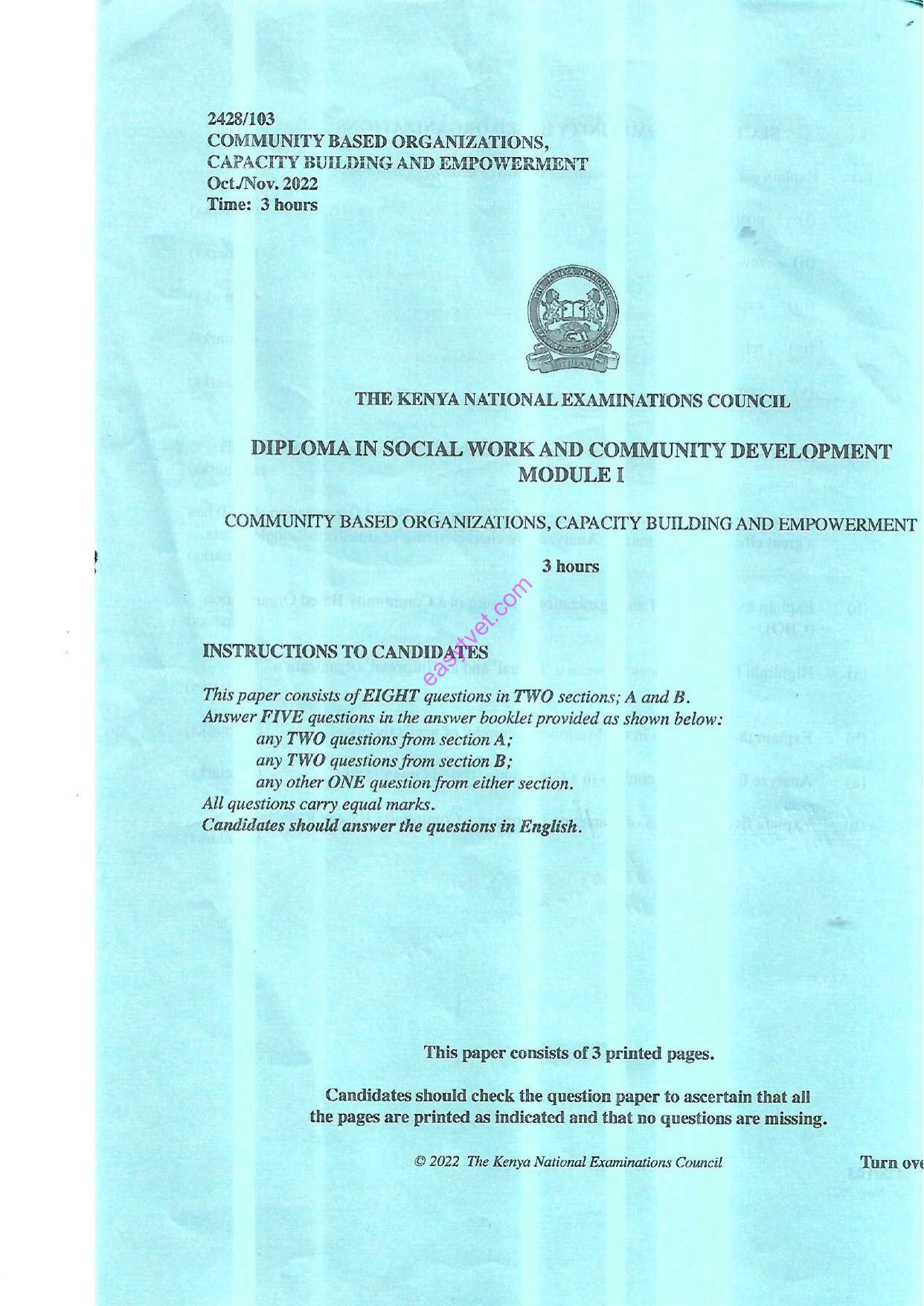 Community Based Organizations, Capacity Building and Empowerment (2022) — page 1 of 3