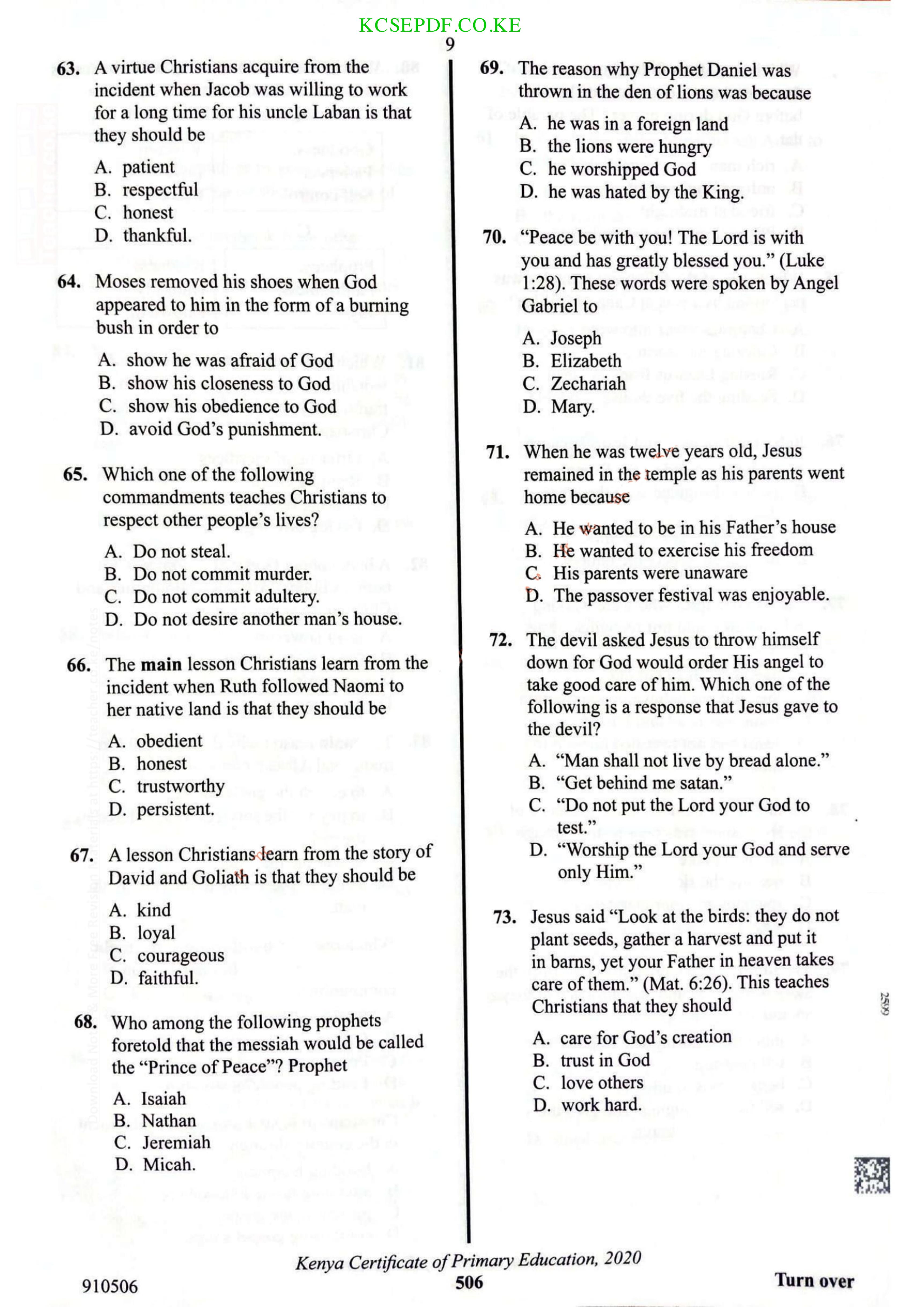How to Use the Answer Sheet (2021) — page 9 of 11