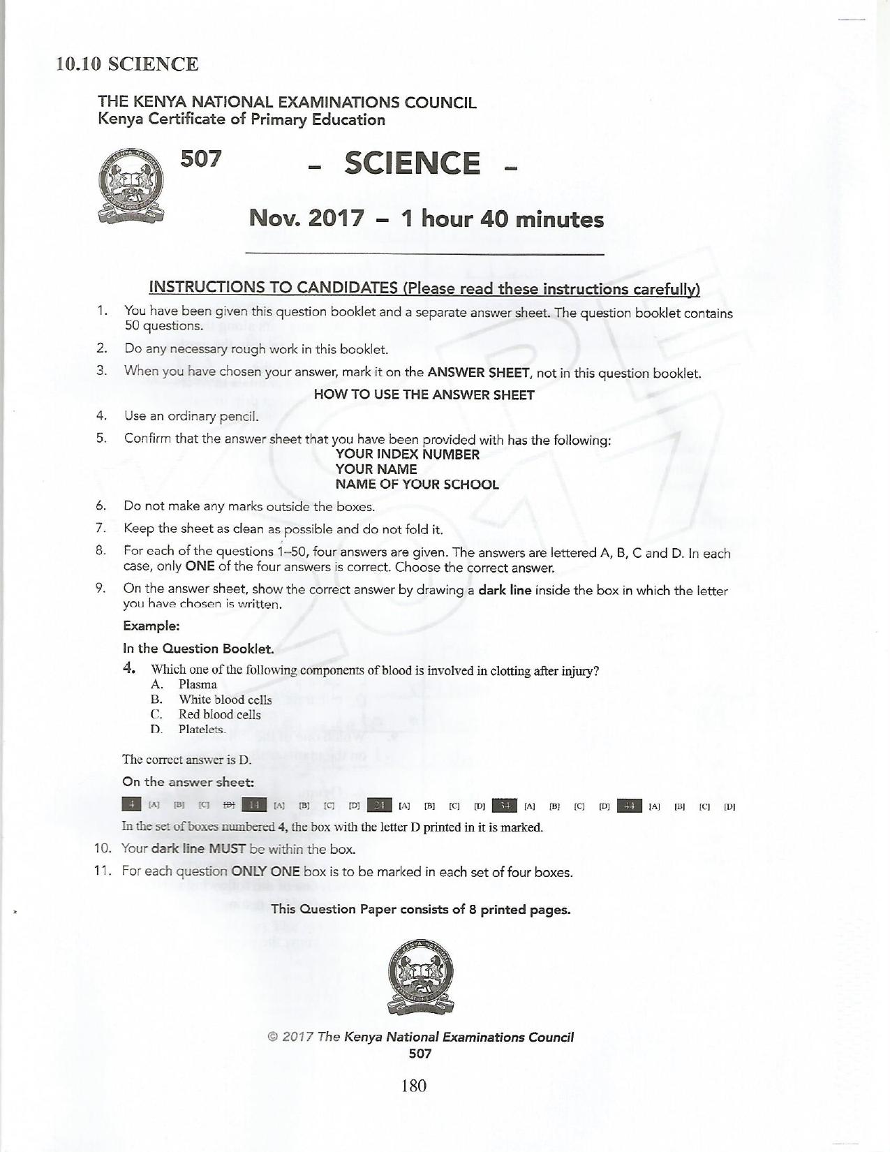 How to Use the Answer Sheet (2017) — page 1 of 8
