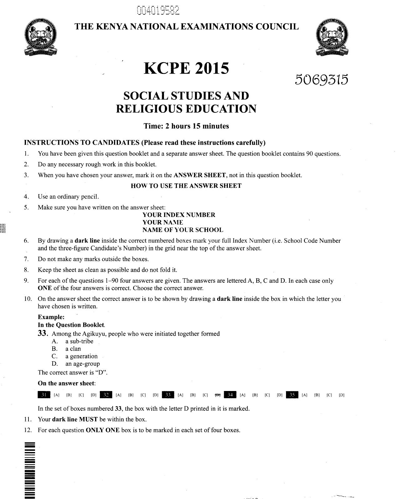 How to Use the Answer Sheet — page 1 of 12