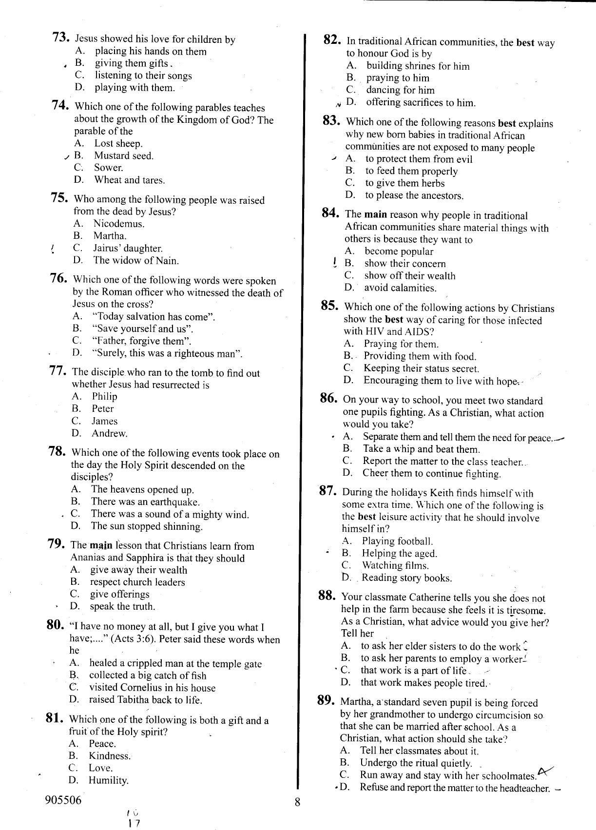How to Use the Answer Sheet — page 8 of 12