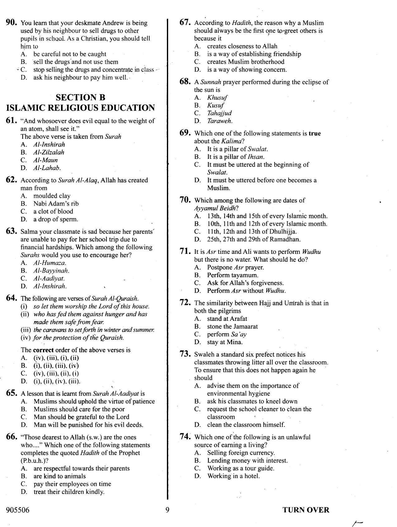 How to Use the Answer Sheet — page 9 of 12