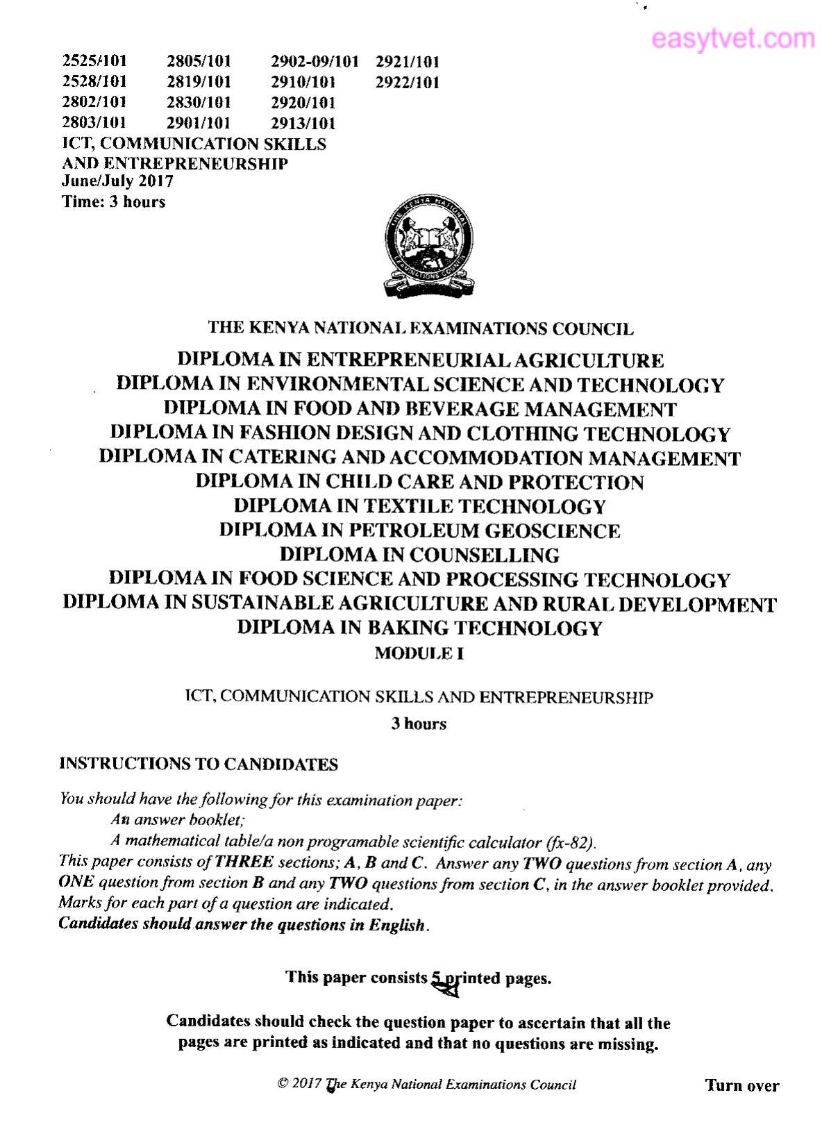 Diploma in Sustainable Agriculture and Rural Development (2017) — page 1 of 5
