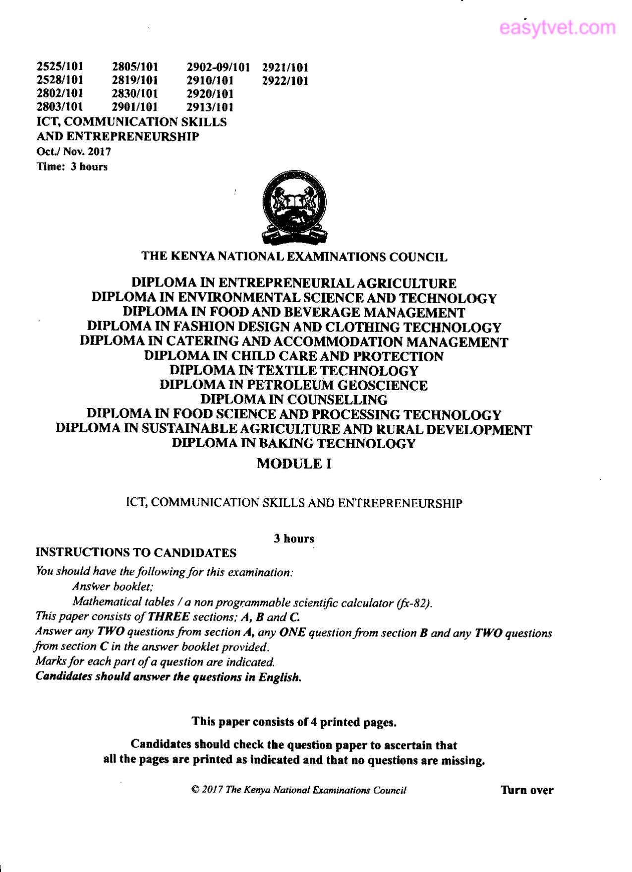 Diploma in Sustainable Agriculture and Rural Development (2017) — page 1 of 4