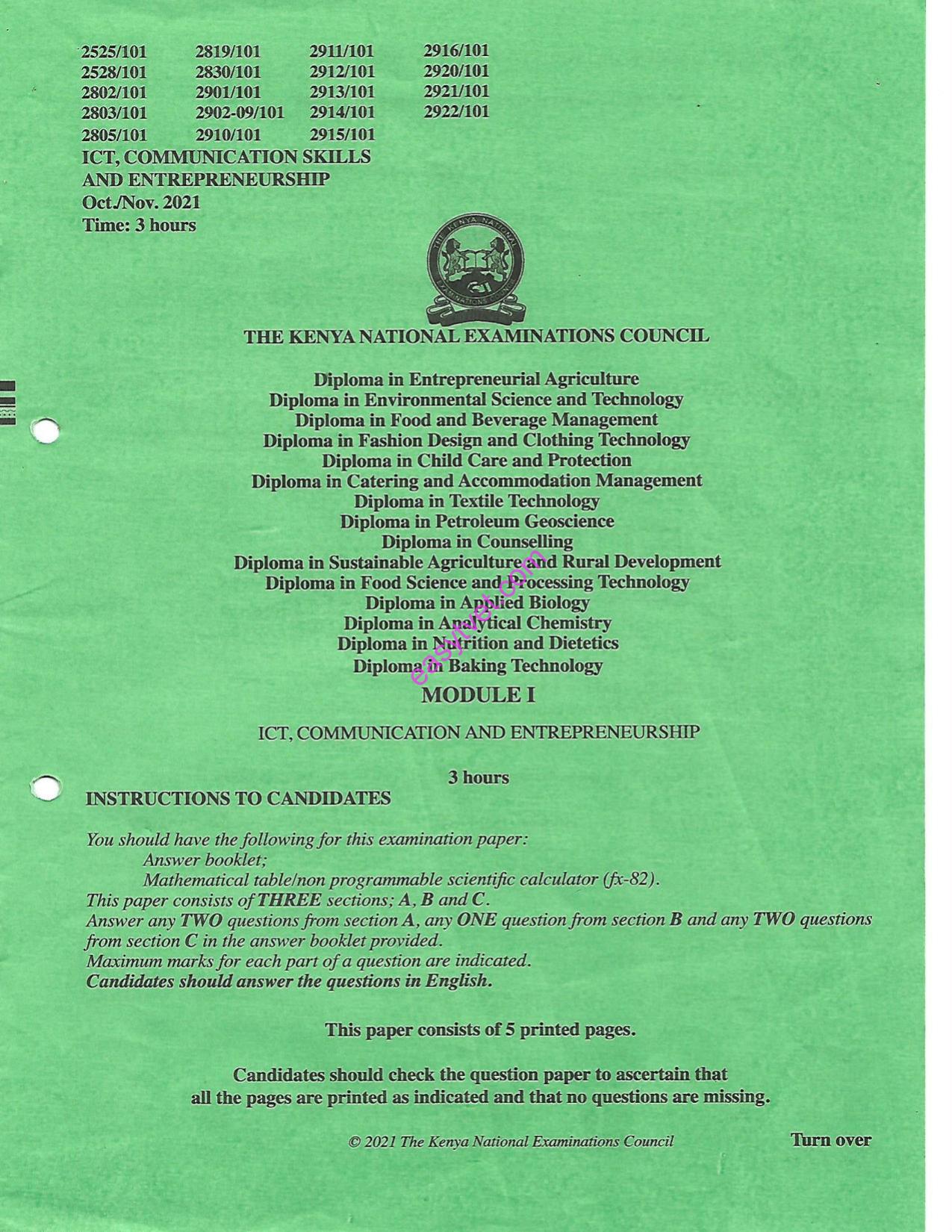 Ict, Communication and Entrepreneurship (2021) — page 1 of 5
