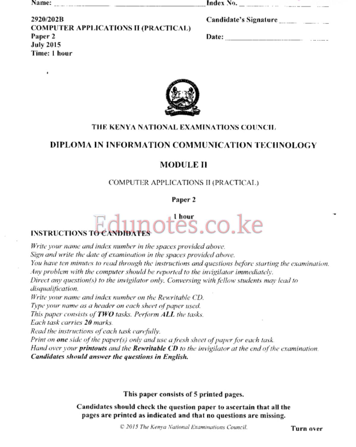 Computer Applications It (practical (2015) — page 1 of 4
