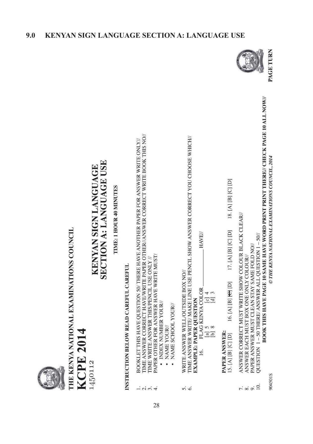 9.0 Kenyan Sign Language Section A Language Use — page 1 of 9