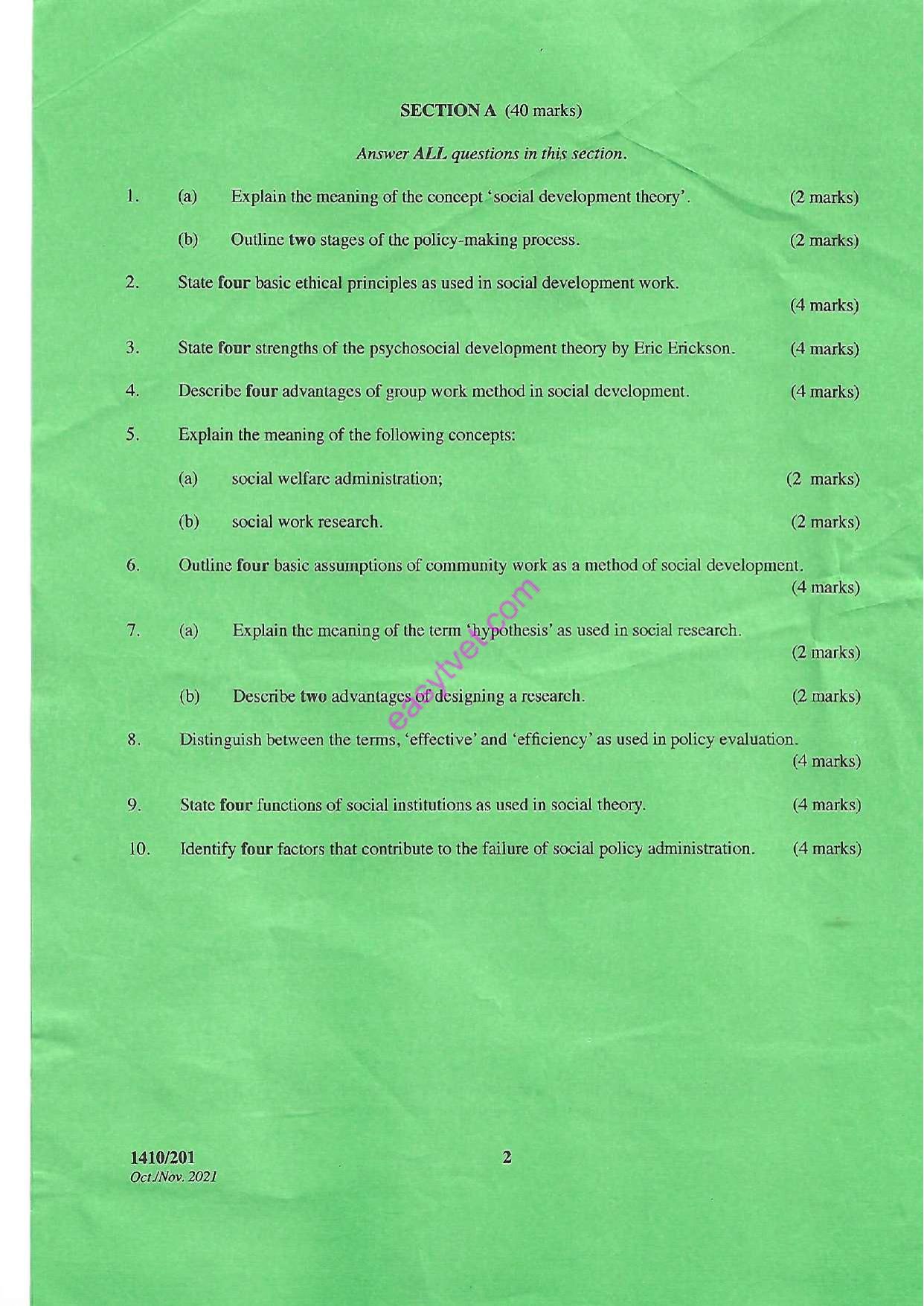Social Development, Theory, Methods, Policy and Administration (2021) — page 2 of 3